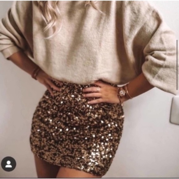 NWT ZARA SEQUINS MINI SKIRT Gold XS - Picture 8 of 14